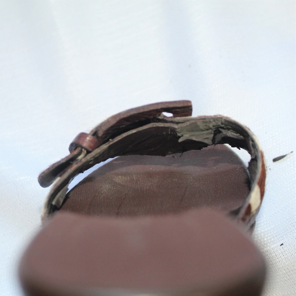 Nine West Wedge Sandals Pony Hair w Leather Buckle - Picture 7 of 8